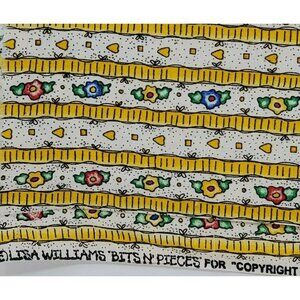 Quilting Craft Fabric Floral Stripes Blue Yellow Pink by Peter Pan Fat Quarter